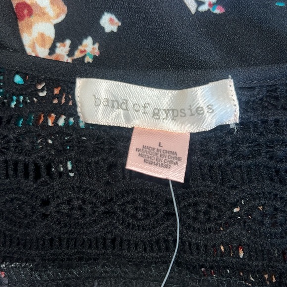 New Women’s Band of Gypsies Black Floral Long Sleeve Romper Large - Picture 3 of 5